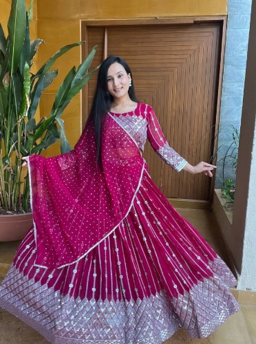 Fox Georgette Lehenga Choli with Heavy Sequence Thread Work